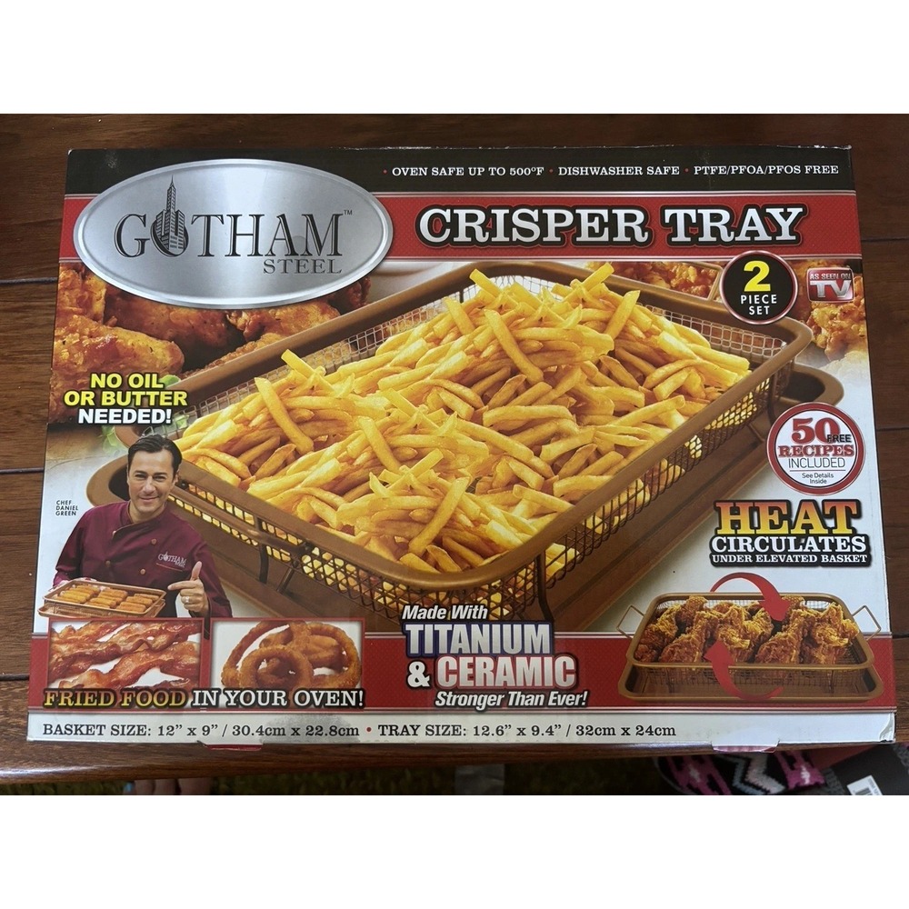 NEW Gotham Steel Copper Crisper Tray AIR FRY IN YOUR OVEN 2 Pc AS SEEN TV READ